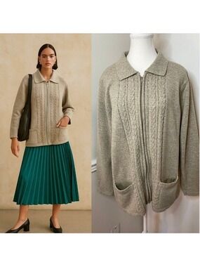 Vintage Alia Knitted Sweater with Zipper L